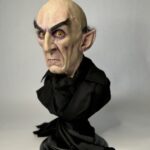 A hyper-realistic silicone bust of Count Orlok from Nosferatu.